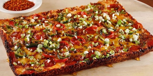 Detroit Style Firehouse Special w/ Honey Drizzle Pizza