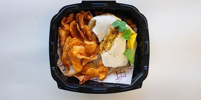 Red Lentil Coconut Curry Roti Wrap Box