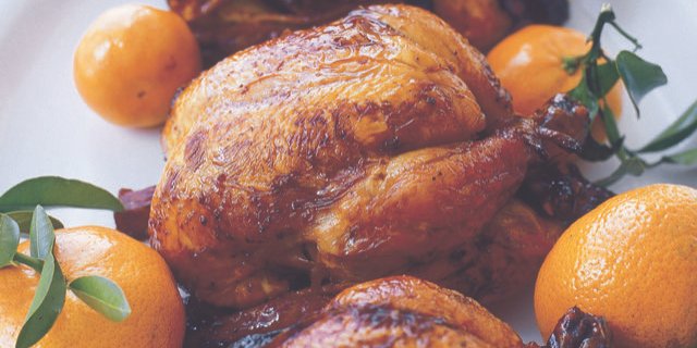 Orange-Glazed Cornish Hens