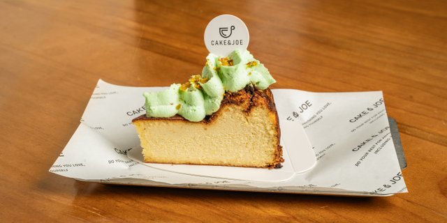 Pistachio Basque Cheesecake Slice