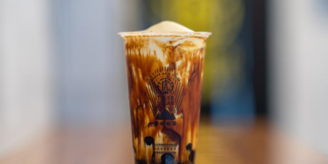 Black Sugar Boba & Taro Pudding w/ Cream Mousse