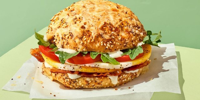 Wake-Up BLT Asiago Everything Bagel Stack