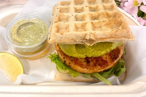 Salmon Waffle Sandwich