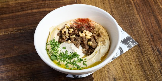 Prime Ground Beef Pine Nuts Hummus