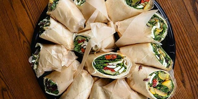 Roasted Veggie & Fresh Mozz Wrap Party Platter