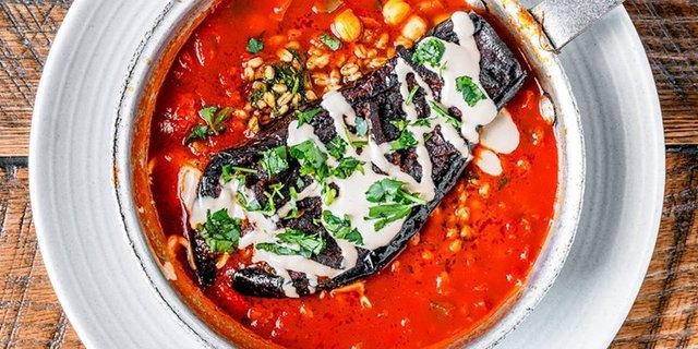 Moroccan Eggplant Farro Bowl