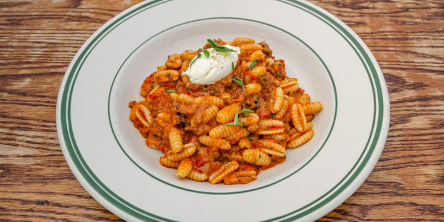 Cavatelli w/ Crumbled Meatballs