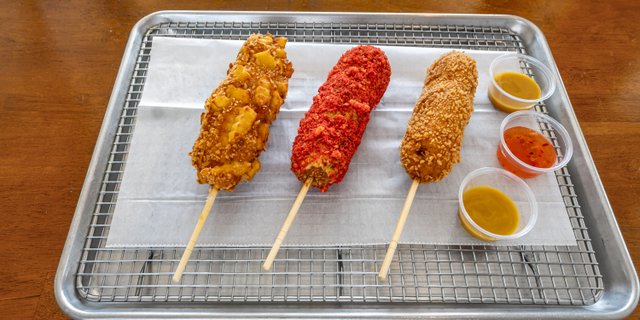 Hot Cheeto Beef Corn Dog