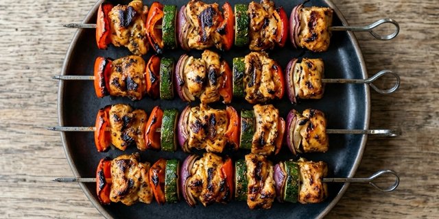Marinated Chicken Veggy Skewers