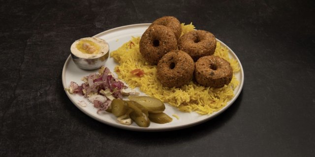 Falafel Plate with Saffron Rice