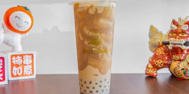 Taro Black Milk Tea w/ Read Bean Popping