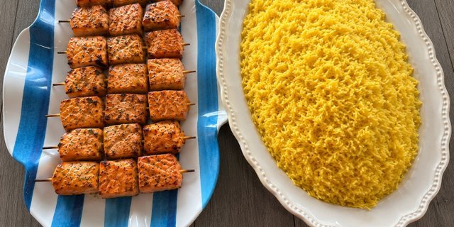 Salmon Souvlaki