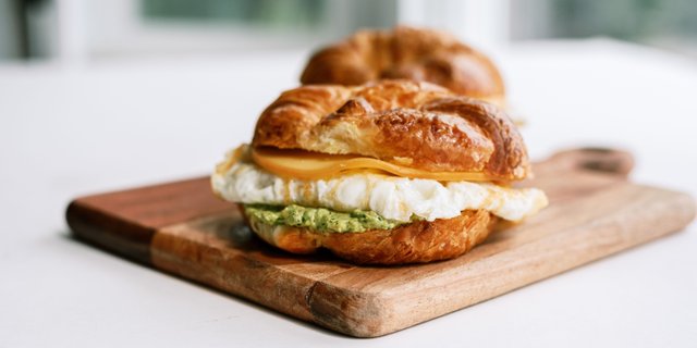 Vegetarian Croissant Breakfast Sandwich w/ Fruit Box