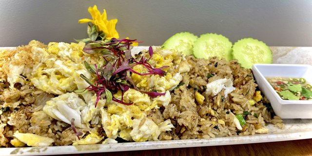 Truffle-Crab Fried Rice w/ Crispy Pearl Eggs