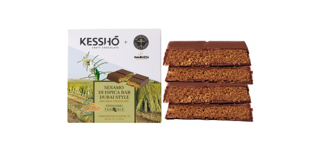 Dubai-Style Ispica Sesame 58% Milk Chocolate Bar