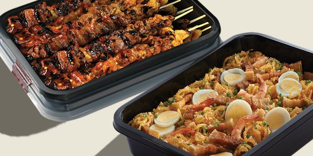 Pork BBQ Skewers & Pancit