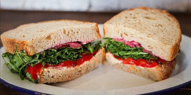 Roasted Red Pepper Veggie Sandwich