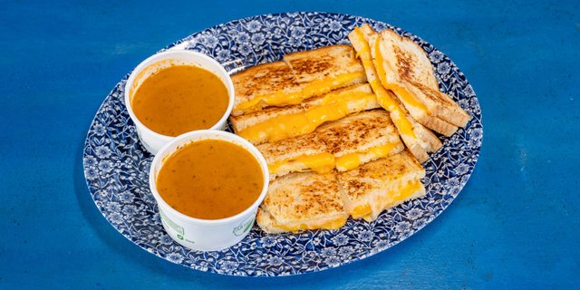 Grilled Cheese Squares & Tomato Cream Soup