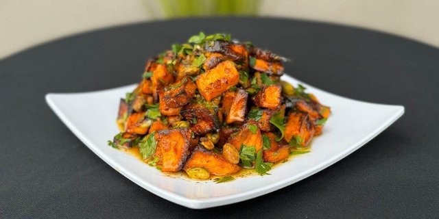 Roasted Sweet Potato & Pistachio Salad