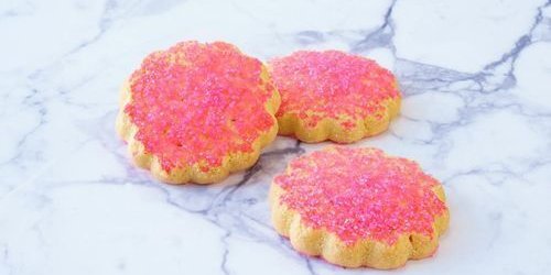 Orange/Yellow Flavored Cookies w/ Pink Sugar