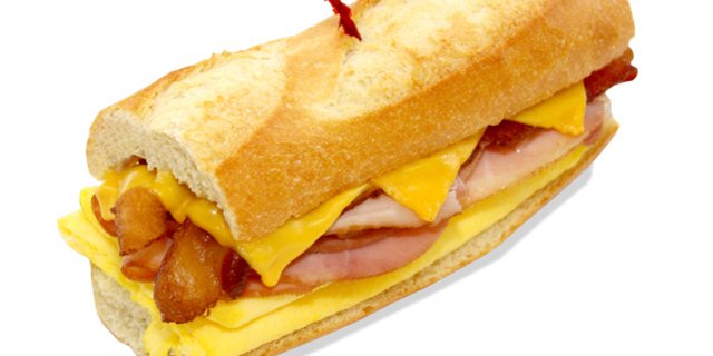 Ham, Bacon, Egg & Cheese Baguette