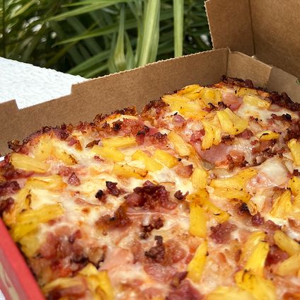 Aloha BBQ Chicken Corner Pizza