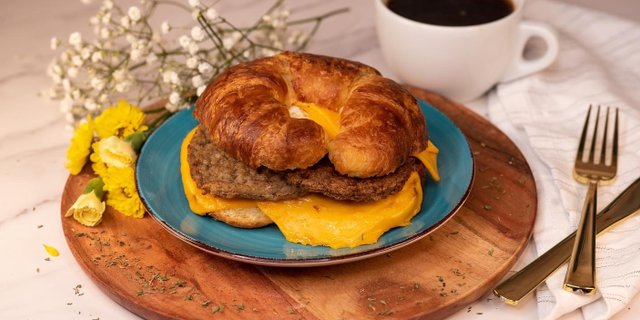 Double Sausage, Egg & Cheese Croissant Sandwich
