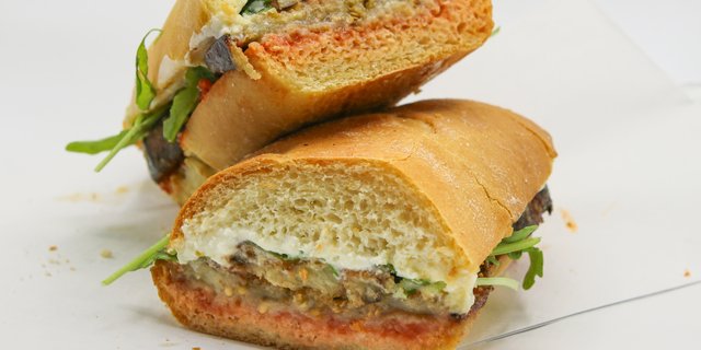 Spicy Eggplant Parm Sandwich