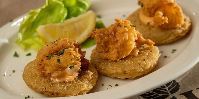 Fried Green Tomatoes w/ Shrimp