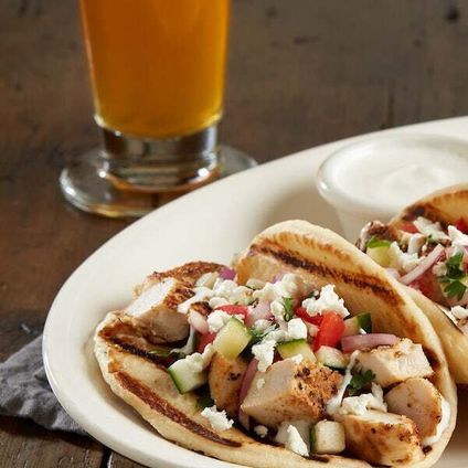 Individually Packaged Enlightened Mediterranean Chicken Pita Tacos