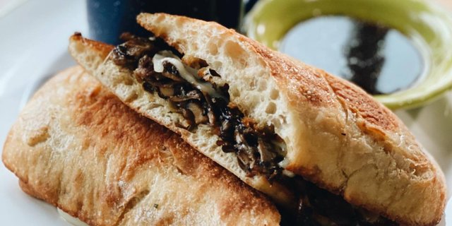 Seasonal Mushroom French Dip Sandwich
