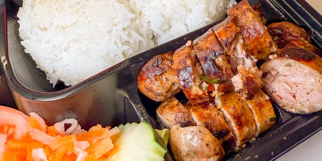 Laotian Sausage Rice Bento Box