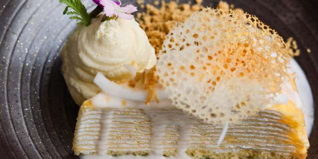 Coconut Lava Crepe Cake