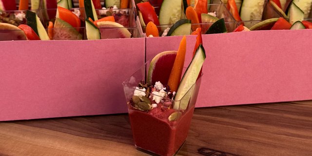 Mini Beet Hummus Cups