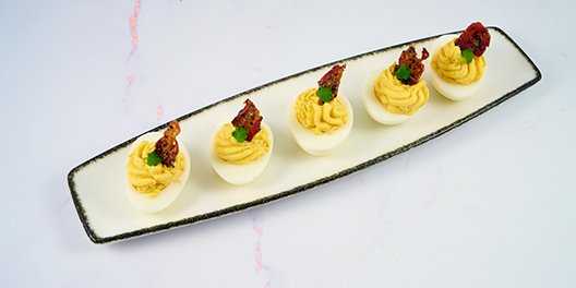 Candied Bacon Deviled Eggs