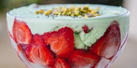 Keto Friendly Pistachio Mousse Fruit Bowl