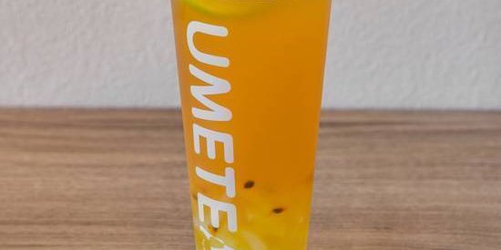 Passion Fruit Green Tea w/ Boba & Lychee Jelly