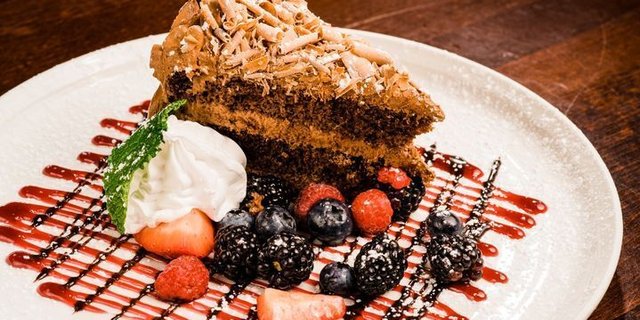 Triple Decker Chocolate Cake Slice
