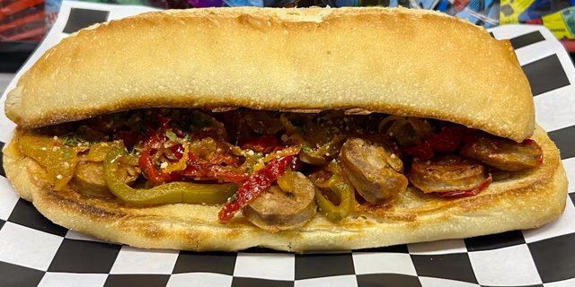 Sausage Peppers Lonely Onions Club Sandwich
