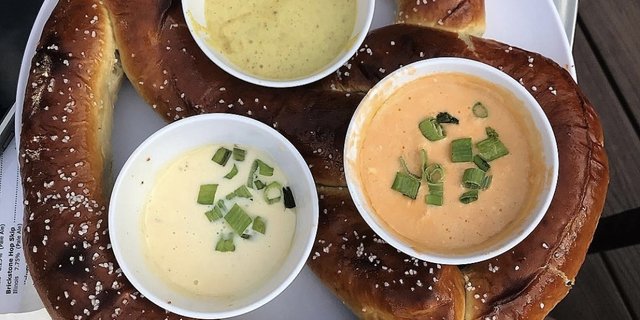 Ginormous Pretzel w/ House-Made Beer Cheese & Queso Blanco