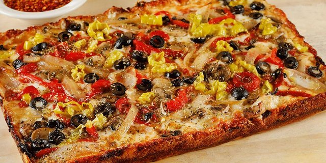 Detroit Style Veggie (Vegetarian) Pizza