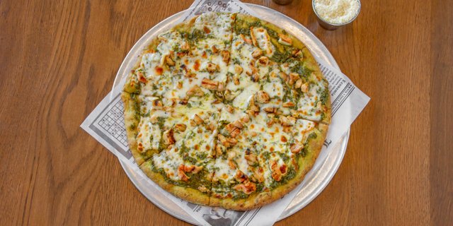 Gluten-Free Chicken Basil Pesto Pizza