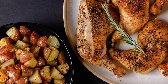 Roasted Rosemary Butter Garlic Chicken & Potatoes