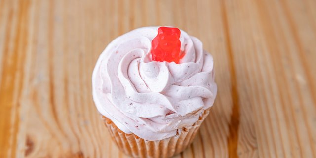 White Satin Vanilla Strawberry Cupcake