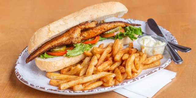 Fried Catfish Po'Boy Sandwich