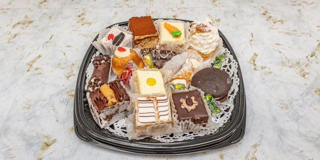 Dozen Miniature Pastries on a Platter