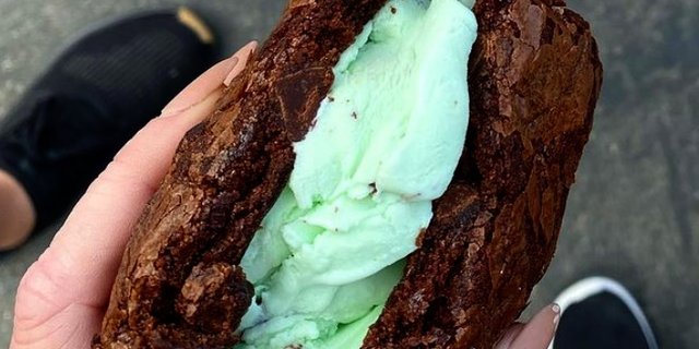 Brownies w/ Mint Chip Ice Cream Sandwich