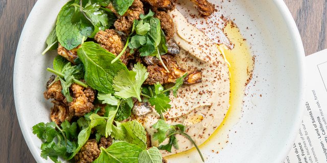 Fried Cauliflower Hummus Bowl