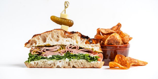 Individual Pistachio Mortadella Sandwich