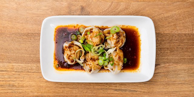 chili oil pork & shrimp dumplings